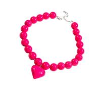 ZYKEJJDDAK Stylish Large Heart Necklace Contemporary Heart Necklace with Bead Accent Suitable for Work and Social