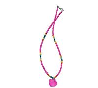 ZYKEJJDDAK Sweet Heart Pendant Necklace Clavicle Chain Temperament Choker Simple Colorful Beaded Necklace Statement