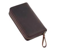 ZYKEJJDDAK Traditional Wild Horse Leather Pen Bag Strong Plan for Daily Use in School Otherwise Travel Old Wild Horse Leather Pen Case