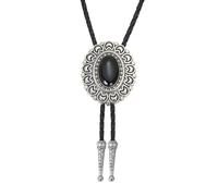 ZYKEJJDDAK Vintage Bolotie Necktie Handmade Metal Moon Trim Stone Jewelry Pendant Artificial Leather Rope Western