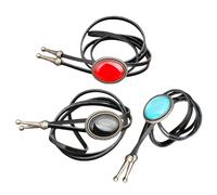 ZYKEJJDDAK Vintage Bolotie Necktie Handmade Oval Shape Stone Jewelry Pendant Artificial Leather Rope Western Necklace