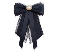 ZYKEJJDDAK Vintage Imitation Pearl Ribbon Brooch Pins for Women Suit Shirt Tie Pins Bow Tie Bowtie Neck