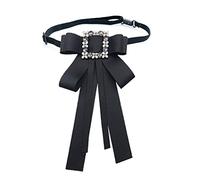 ZYKEJJDDAK Women Vintage for Buckle Bow Tie Brooch Luxury Jewelry Uniform Shirt Collar Pin Long Ribbon Bowknot