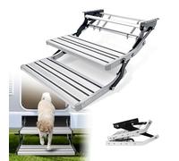 ZyKnaurral Manual/Electric RV Steps,Single/double Ladder Step Telescopic Folding RV Entry Stair Replacement for RV Camper Van Motorhome Travel Trailer,Non-Slip Design DoubleLayer-ManualWithLight
