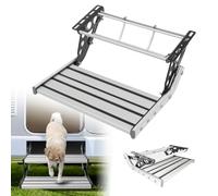 ZyKnaurral Manual/Electric RV Steps,Single/double Ladder Step Telescopic Folding RV Entry Stair Replacement for RV Camper Van Motorhome Travel Trailer,Non-Slip Design SingleLayer-ManualWithLight