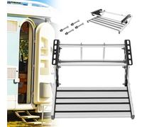 ZyKnaurral Manual Pull Out Retractable One/Two Step RV Camper Platform Steps,Anti-Slip Stairs, 330Lbs Capacity,Aluminum RV Door Entry Steps for Motorhomes Trailers Trucks SingleLayer-ManualWithLight