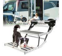 ZyKnaurral Manual Retractable Stairs，RV Step Camper Stair Folding Electric Single Steps Aluminum RV Door Entry Bottom Step Heavy Duty Safety Platform Easy to Install DoubleLayer-ElectricWithLight