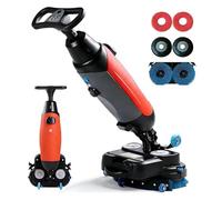 ZyKnaurral Walk Behind Floor Scrubber Dryer,17" Scrub Path, 2x200W Brush Power & 4L+6L Dual Tanks,Coverage 13000 Sqft/H,for Wooden Floors,Tiles,Terrazzo,Marble,Cement Floors Red