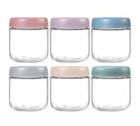 Zykphao 6 Pack 12 oz Glass Jars with Lids, Overnight Oats Jar, for Cereals, Milk, Fruit, Condiment, Dressing Sauce, Snacks, Juice, Meal Prep Jars for Food Storage, 6 Colors(6-Pack 350ml)
