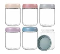 Zykphao 6 Pack 16 oz Glass Jars with Lids, Overnight Oats Jar, for Cereals, Milk, Fruit, Condiment, Dressing Sauce, Snacks, Juice, Meal Prep Jars for Food Storage, 6 Colors(6-Pack 480ml)