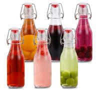 Zykphao 6 PCS 250ml/8Oz Swing Top Glass Bottles with Airtight Stoppers, Clear Clip Top Preserve Bottles for Home Brewing, Oil, Vinegar, Wine, Beer, Kombucha & Juice Storage
