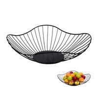 Zykphao Black Metal Fruit Bowl Basket - Large Rust-Resistant Wire Fruit Holder for Kitchen Counter, Modern Home Decor & Table Centerpiece (Shallow)