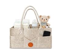 Zykphao Sturdy Felt Diaper Caddy Organizer with Multiple Pockets, Portable Baby Essentials Storage Basket for Newborns, Nursery Caddy for Baby Shower Gifts, Grey