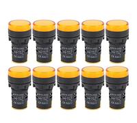 ZykuosDC 10PCS AD16 22DS High Brightness Yellow LED Indicator Light Signal Lamp for Equipment Instrument Panel Industrial Machinery 22mm Mounting Size Durable ABS Housing Super Brigh (AC/DC12V)