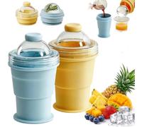 ZykuosDC Collapsible Silicone Ice Ball Maker Cup, Reusable Portable Ice Sphere Mold with Straw & Lid, Easy Demolding, for Coffee, Juice, Whiskey, Summer Cold Drinks Blue+Yellow