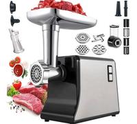 ZykuosDC Electric Meat Grinder, Multifunctional Tomato Strainer Sausage Stuffer Maker with 3 Cutting Plates & Kubbe Kit, Vegetable Cutter Processor Slicer Shredder Salad For Home Use
