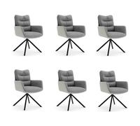 Zykuosus 360° Swivel Modern Chair, 360° Rotatable Kitchen Dining Chairs, Upholstered Seat with Arm, Desk Chair No Wheels with Metal Legs for Living Room/Home Office,A,(6 PCS)