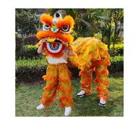 Zykuosus Lion Dance Costume Artificial Fur Lion Dance Southern Lion Double Lion Dance Full Waking Lion Mascot Costume(Orange,Double)