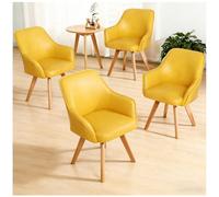 Zykuosus Modern 360° Swivel Accent Chair Set of 4, Ergonomically Desk Chair with Arms, Upholstered Dining Chairs for Kitchen, Vanity Chairs No Wheels for Bedroom Living Room,Yellow