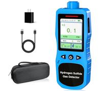 ZYKYCX H2S Monitor Clip On, 0-100 PPM H2S Detector, Portable Hydrogen Sulfide Detector with 3 Alarm Modes, 16H Long Battery Life, H2S Air Quality Meter with Temp & Humidity Tester, Blue