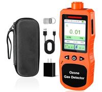ZYKYCX Portable Ozone Detector, 0-20 PPM Ozone Gas Monitor with 0.01 PPM High Resolution, 16H Long Battery Life, Ozone Meter with Alarm, O3 Air Quality Monitor with Temp & Humidity Tester, Orange