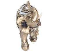 ZYLARUM Elephant Figurine Statue | Feng Shui Synthetic Animal Ornament for Home/Office/Desk | Gold Elephant Art Craft for Good Luck & Happiness | Modern Home Decor & Present (Square gold medium size