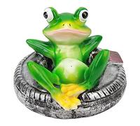 ZYLARUM Floating Amphibian Pond Ornaments | Colorfast Composite Material for Pools/Fountains/Aquariums | Weatherproof Garden Statue, Easy Float Water Decor (Frog Lying On Tire)