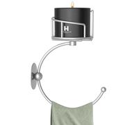 Zylbb Modern Hand Towel Holder with Candle Holder for Wall, Metal Towel Hook for Bathroom Wall, Rustic Towel Ring, Sturdy Wall Mounted Hanger for Bathroom, Kitchen, Entryway (Silver)