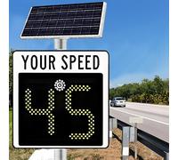 ZYLDDS 24'' Speed Display Radar Traffic Sign, Solar Radar Feedback Sign Flashing LED Speed Detector for Road Safety, with Accessories, Traffic Feedback Warning Board White-3digitdisplay