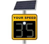ZYLDDS 24''Solar Powered Radar Speed Limit Sign - LED Speed Limit Radar Detective Display,Radar Feedback Sign,Applicable to Highways,Speed-Limited Roads Yellow-3digitdisplay