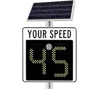 ZYLDDS 24''Solar Powered Radar Speed Limit Sign - LED Speed Limit Radar Detective Display,Radar Feedback Sign,Applicable to Highways,Speed-Limited Roads White-3digitdisplay