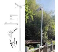 ZYLDDS Security Camera Poles for Outside, Segmented Surveillance Stand with Screws & Ground Cage, Camera Mounting Pole Cameras Bracket for for P-T-Z/C-C-T-V/Dome Cameras 5m/16.4ft