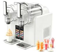 ZYLDDS Slushie Machine & Soft Serve Ice Cream Maker 2 in 1 with Self-Cleaning Function,Touch Panel,Frozen Drink Maker with 7 Preset Programs,Makes Slushies Milkshakes Cocktails White-twincylinder