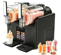 ZYLDDS Slushie Machine & Soft Serve Ice Cream Maker 2 in 1 with Self-Cleaning Function,Touch Panel,Frozen Drink Maker with 7 Preset Programs,Makes Slushies Milkshakes Cocktails Black-twincylinder