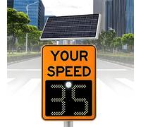 ZYLDDS Solar Powered Radar Speed Limit Sign with Accessories,Flashing Speed Limit Indicator,Aluminum Radar Speed Display Detector Traffic Safety Road Warning Speed Limit Board 3digitdisplay-50 * 70cm
