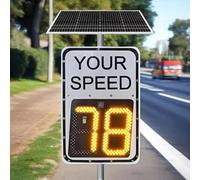 ZYLDDS Solar Powered Speed Limit Radar Sign,20"x27"/24"x35" Rust Proof Aluminum Radar Speed Detector with Accessories,Flashing Speed Limit Indicator 3digitdisplaywhite-60 * 90cm
