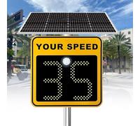 ZYLDDS Solar Powered Speed Limit Radar Sign, Rust Proof Aluminum Speed Radar Feedback Sign Road Safety Speed Limit Detector for Streets & Neighborhoods, Waterproof, 24" x 24" Yellow-2digitdisplay