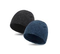 Zylioo 2 Pack XXL Beanie Cycling Hat Warm Winter Fleece Skull Cap Cold Weather Stretchy Fit Big Heads