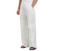 Zylioo Extra Long Linen Pants Men Summer Tall Mens Beach Trousers Wide Leg Loose Fit with Pockets White