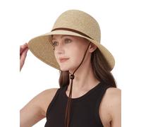 Zylioo Large Sun Straw Hats for Big Heads, Large Summer Beach Sun Hat with Chin Strap Big UV Holiday Hat for Men Women