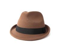 Zylioo Large-XLarge Felt Trilby Hats Big Heads,Fedora Hat with Roll Up Brim,Vintage Short Brim Jazz Cuban Hat with Ribbon