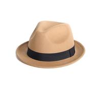 Zylioo M Felt Trilby Fedora Hats,Small Size Felt Hats,Warm Jazz Cap,Unisex Short Brim Panama Hat with Ribbon