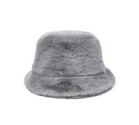 Zylioo S-M Fluffy Bucket Winter Hats, Furry Fishing Hats, Warm Fuzzy Fisherman Outdoor Hat Grey