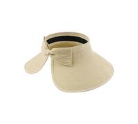 Zylioo Straw Visor Sun Hats for Small Heads,Petite Wide Brim Topless Beach Hat,Foldable Summer UV Holiday Hat Beige