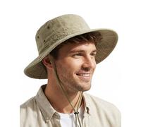Zylioo XL Sun Hats for Men Big Heads,Large UPF50+ Wide Brim Safari Boonie Hat,Oversized Bush Hat for Outdoor Hiking Climbing Fishing Khaki