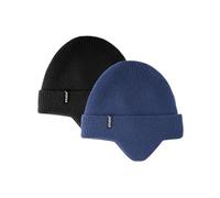 Zylioo XS-S 2PC Ear Flap Beanie Hats for Small Heads,Ear Cover Warm Beany Hats,Knitted Winter Skull Hats