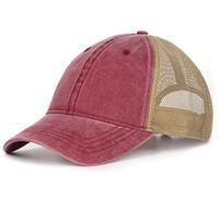 Zylioo XXL Caps Hats for Big Heads Baseball Cap Washed Cotton Trucker Hats Mesh Vintage Running Cap UV Protection Summer Sport Hats Wine Red