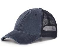 Zylioo XXL Old Look Trucker Caps Hats Large Mesh Washed Baseball Cap Big Running Cap Oversized Cooling Sport Hats Fit Head 21.5"-25.5" Navy Blue