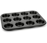 Zyliss Muffin Tray with 12 Deep Cups for Muffins, Yorkshire Puddings, PFAS Free ILAG Non Stick Coating, Carbon Steel, Grey Cupcake Baking Tray Dishwasher Safe
