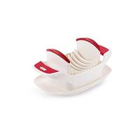 Zyliss E46420 Tomato Slicer | Plastic/Stainless Steel | White/Red | 8 Sharp Stainless Steel Blades/Integrated Dish/Slices Tomatoes/Vegetables/Fruit | Dishwasher Safe | 5 Year Guarantee